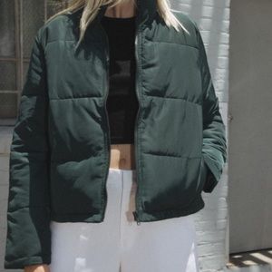 Brandy Melville Macy Puffer Jacket Forest Green